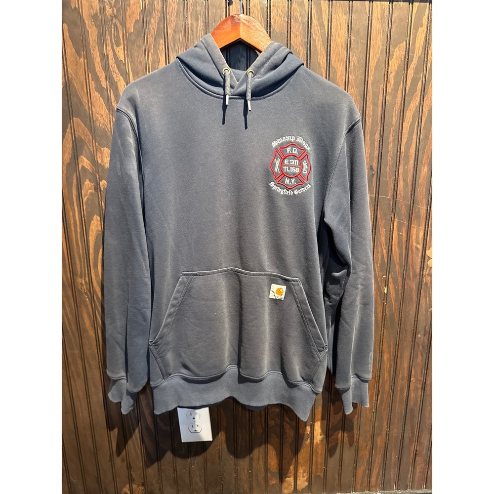 Carhartt FDNY Swamp Dogs E311 TL158 Hoodie Navy Blue Mens S Pullover Sweatshirt